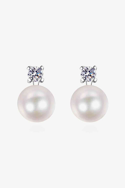 Moissanite Pearl Stud Earrings