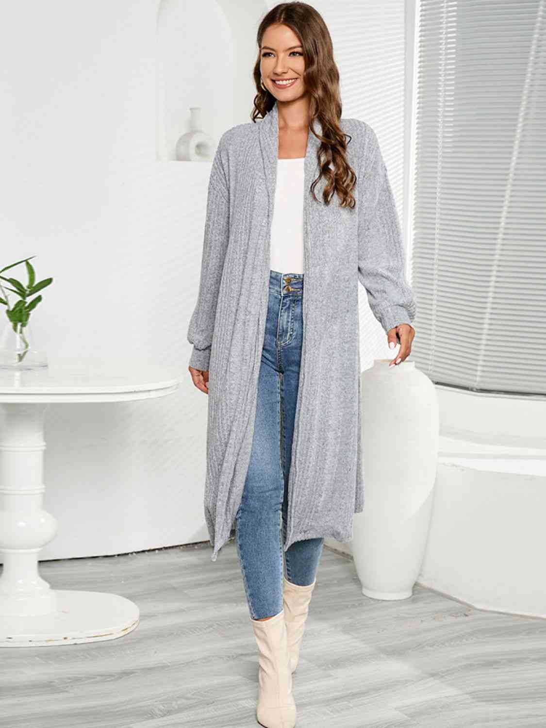 Open Front Long Sleeve Duster Cardigan