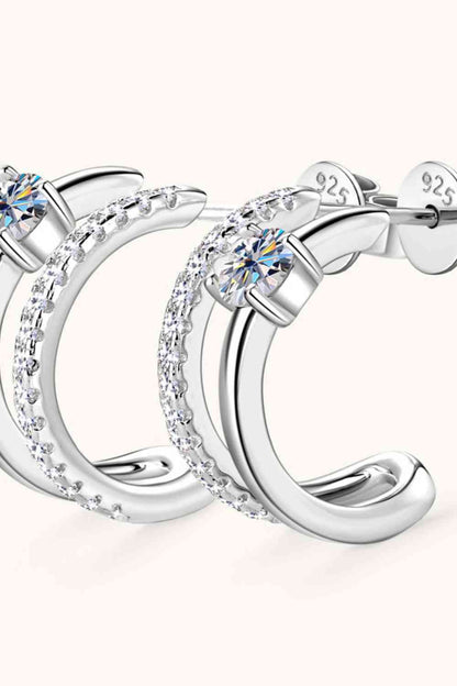 Moissanite 925 Sterling Silver C-Hoop Earrings