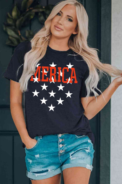 Camiseta de manga corta con cuello redondo y gráfico