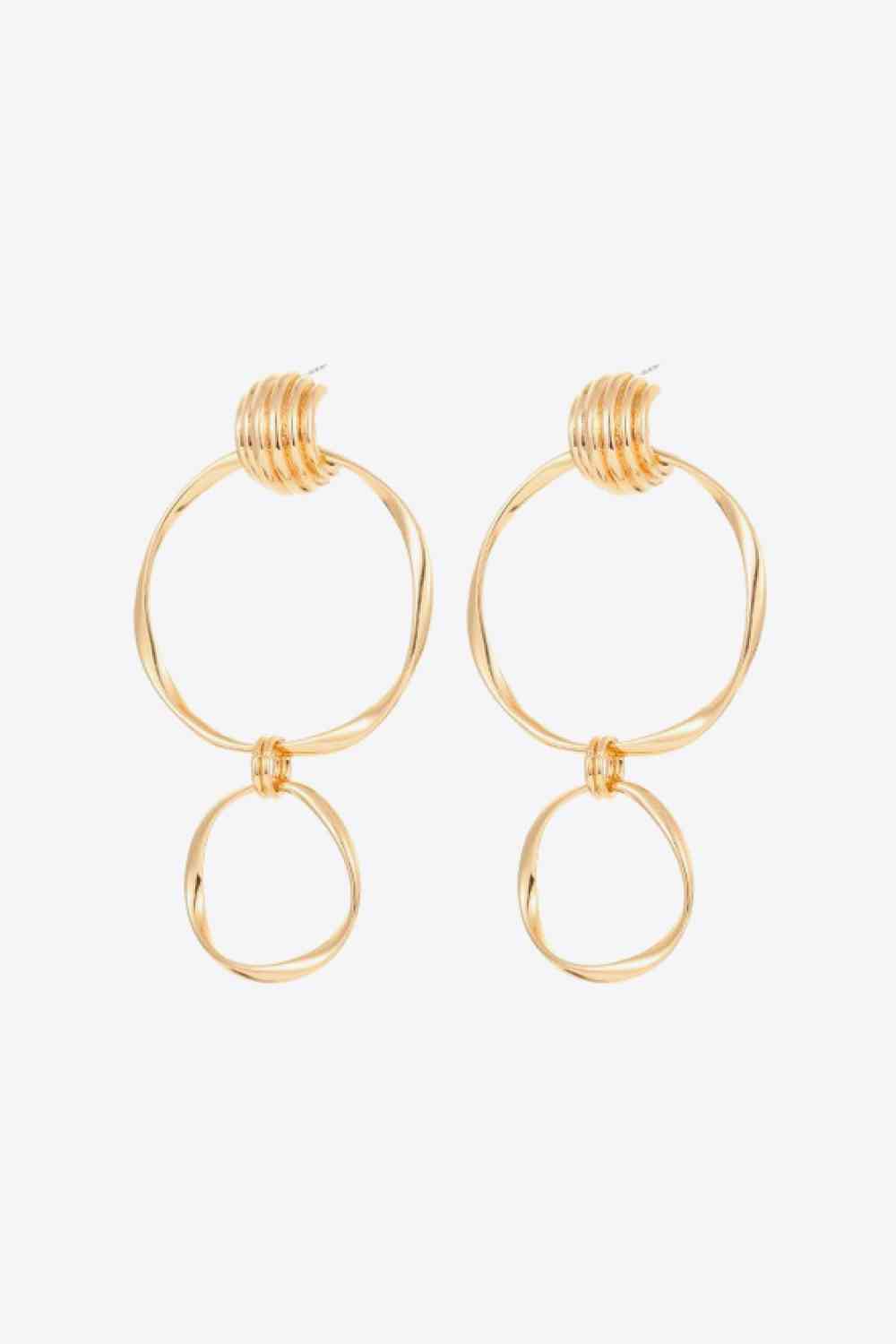 Double Hoop Zinc Alloy Drop Earrings