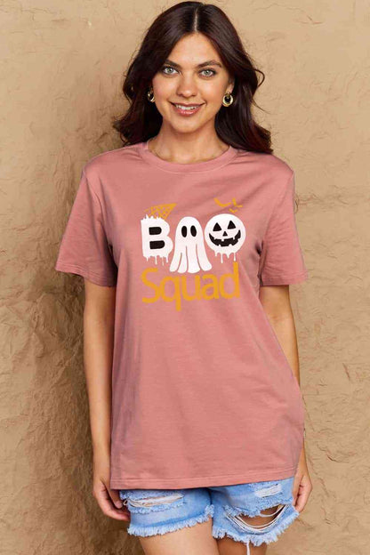 Camiseta de algodón con gráfico BOO SQUAD de talla grande de Simply Love