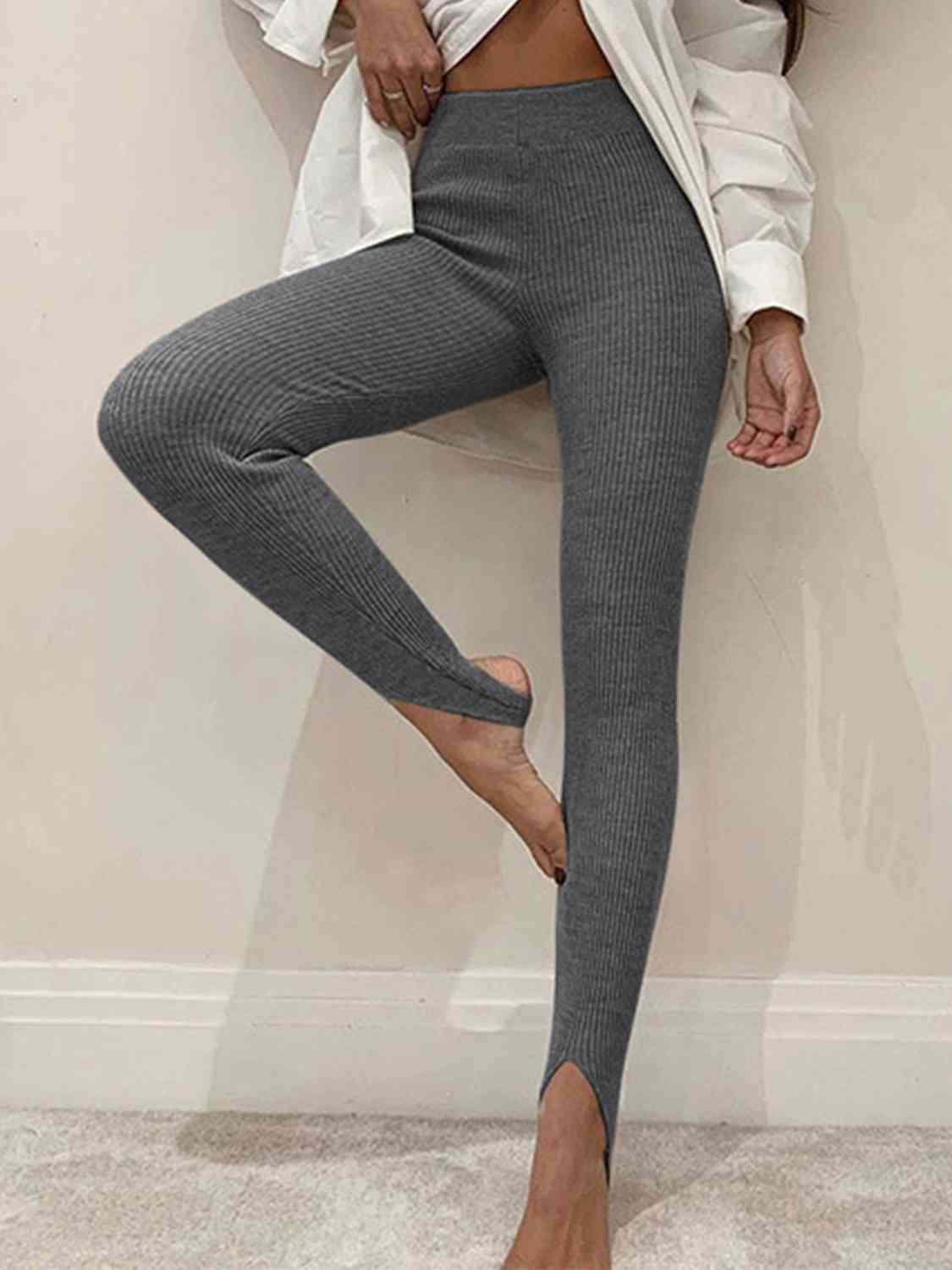 Legging côtelé taille moyenne