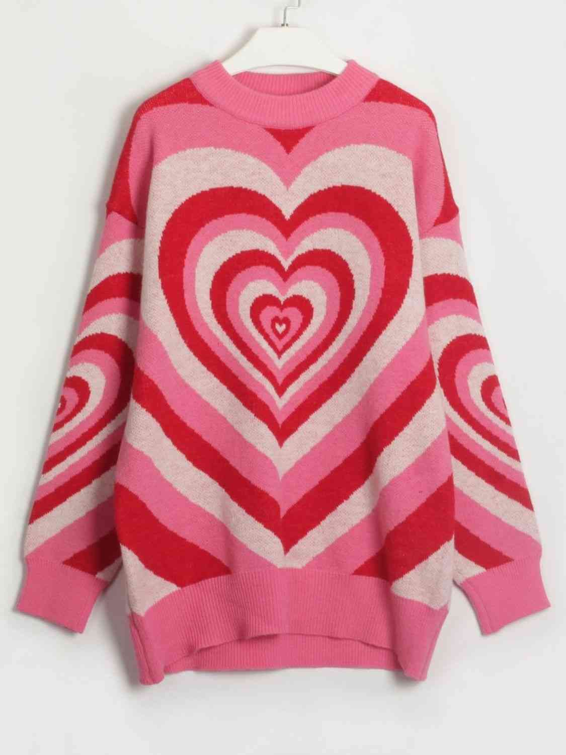 Heart Dropped Shoulder Sweater