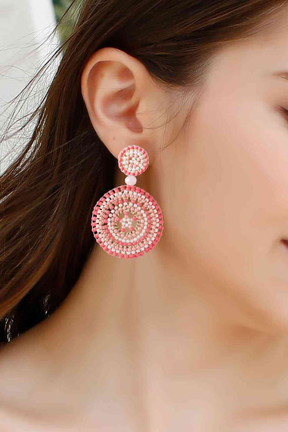 Pendientes colgantes de forma redonda estilo boho con cuentas