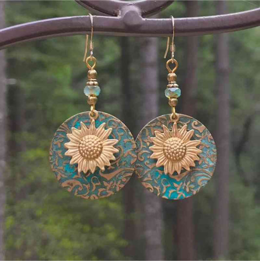 Boucles d'oreilles pendantes en alliage de tournesol