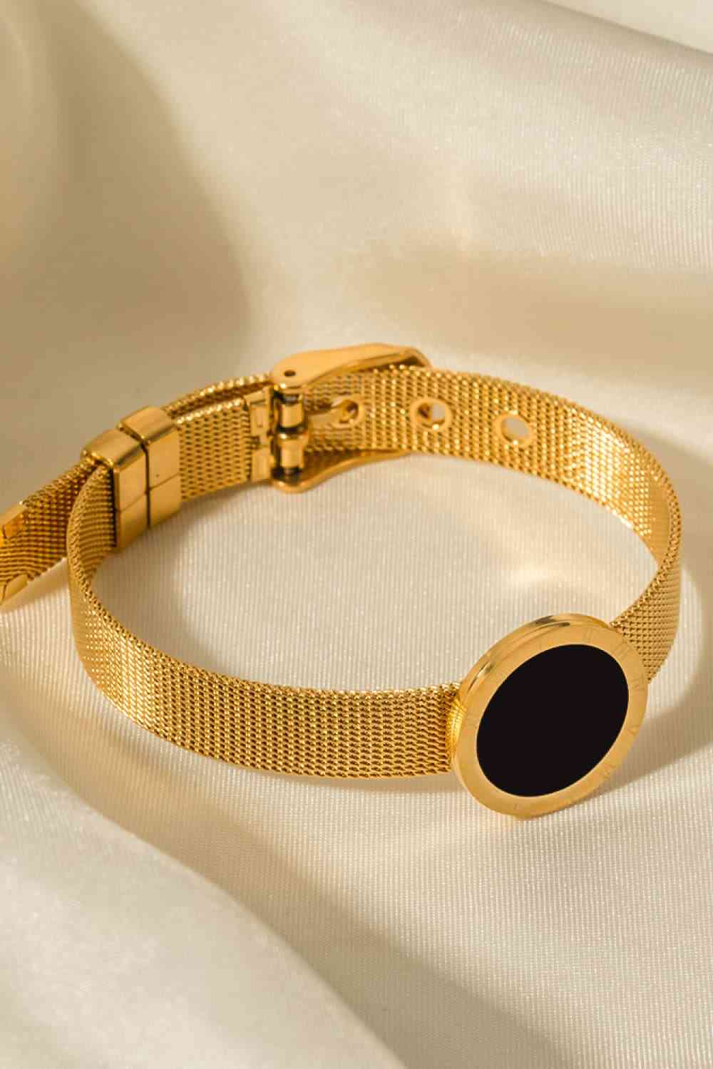 Pulsera Ancha De Cobre Bañada En Oro De 18 Quilates