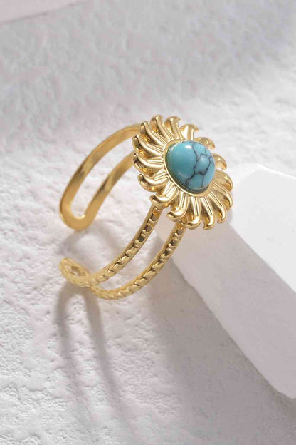 Bague ouverte en acier inoxydable turquoise