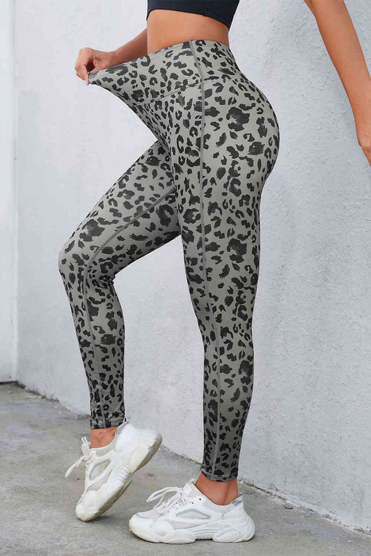 Legging à large ceinture imprimé léopard