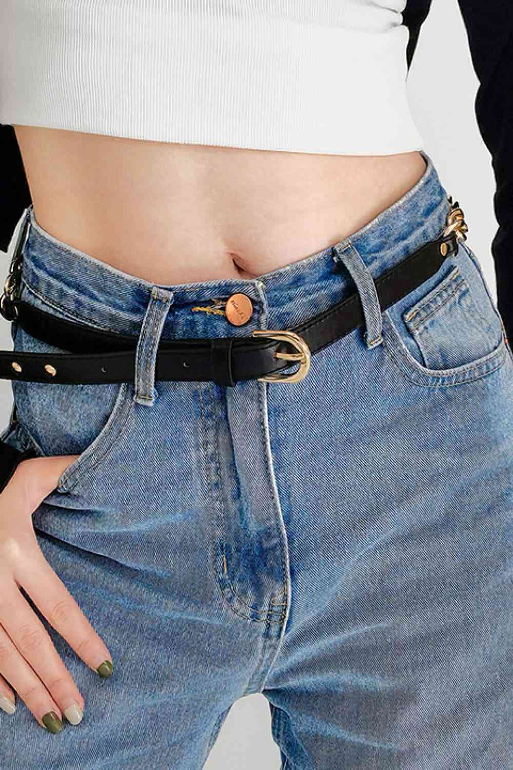 Ceinture à chaîne en cuir PU