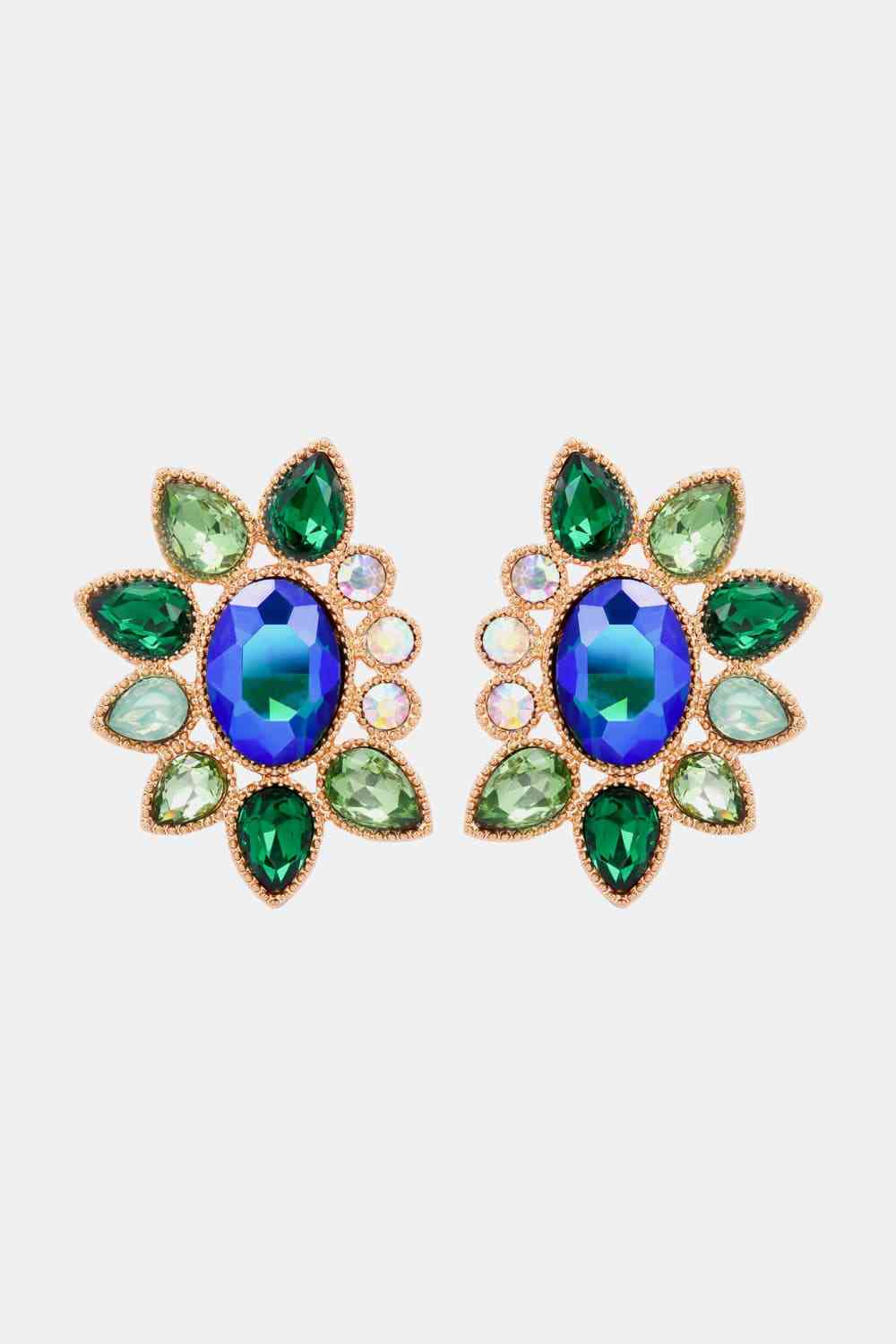 Boucles d'oreilles pendantes en pierre de verre de forme géométrique