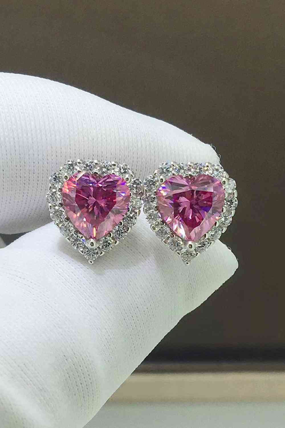 Boucles d'oreilles en forme de cœur moissanite 2 carats