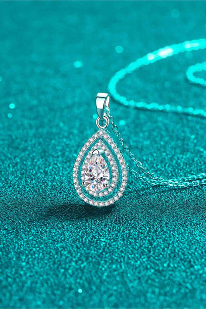 Collier pendentif en forme de larme Moissanite 1 Carat