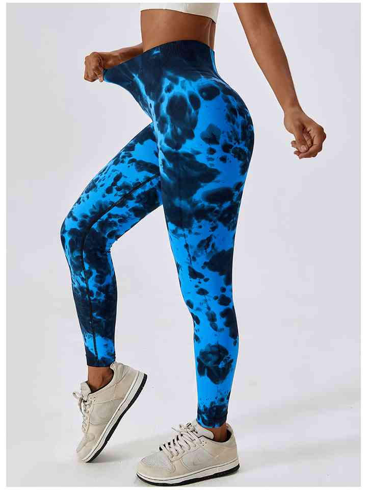 Leggings actifs à large ceinture tie-dye