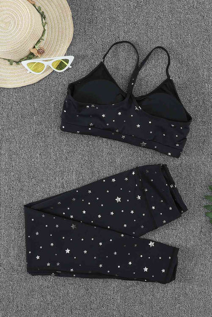 Conjunto de leggings y sujetador deportivo con estampado de estrellas