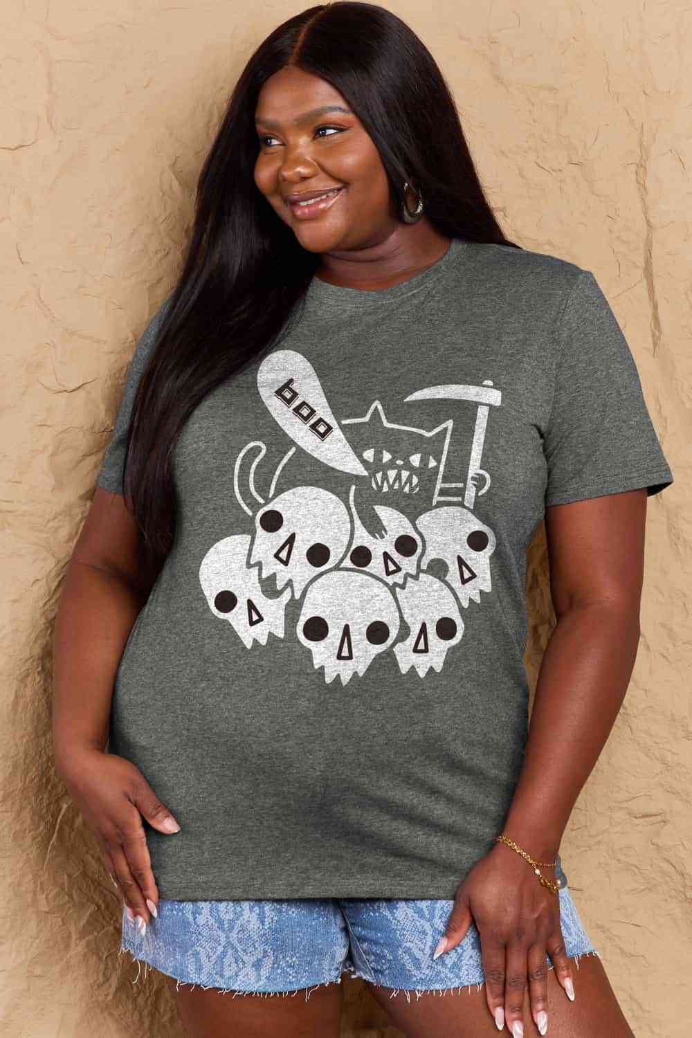 Simply Love T-shirt en coton avec image BOO pleine taille