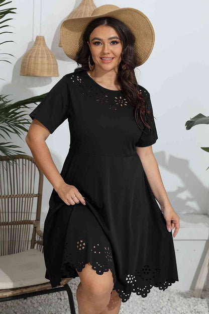 Robe Ajourée Col Rond Grande Taille