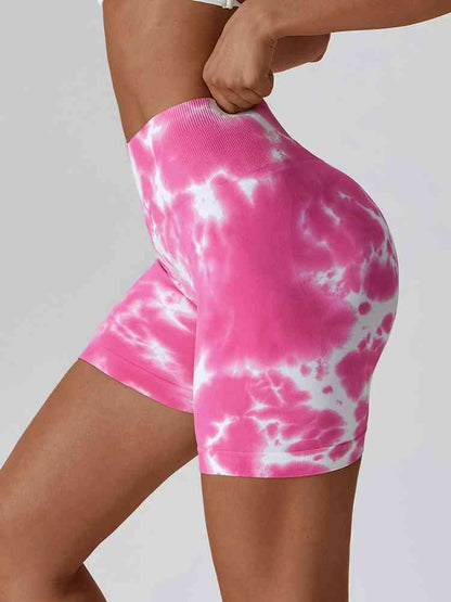 Short de sport coupe slim à large ceinture tie-dye