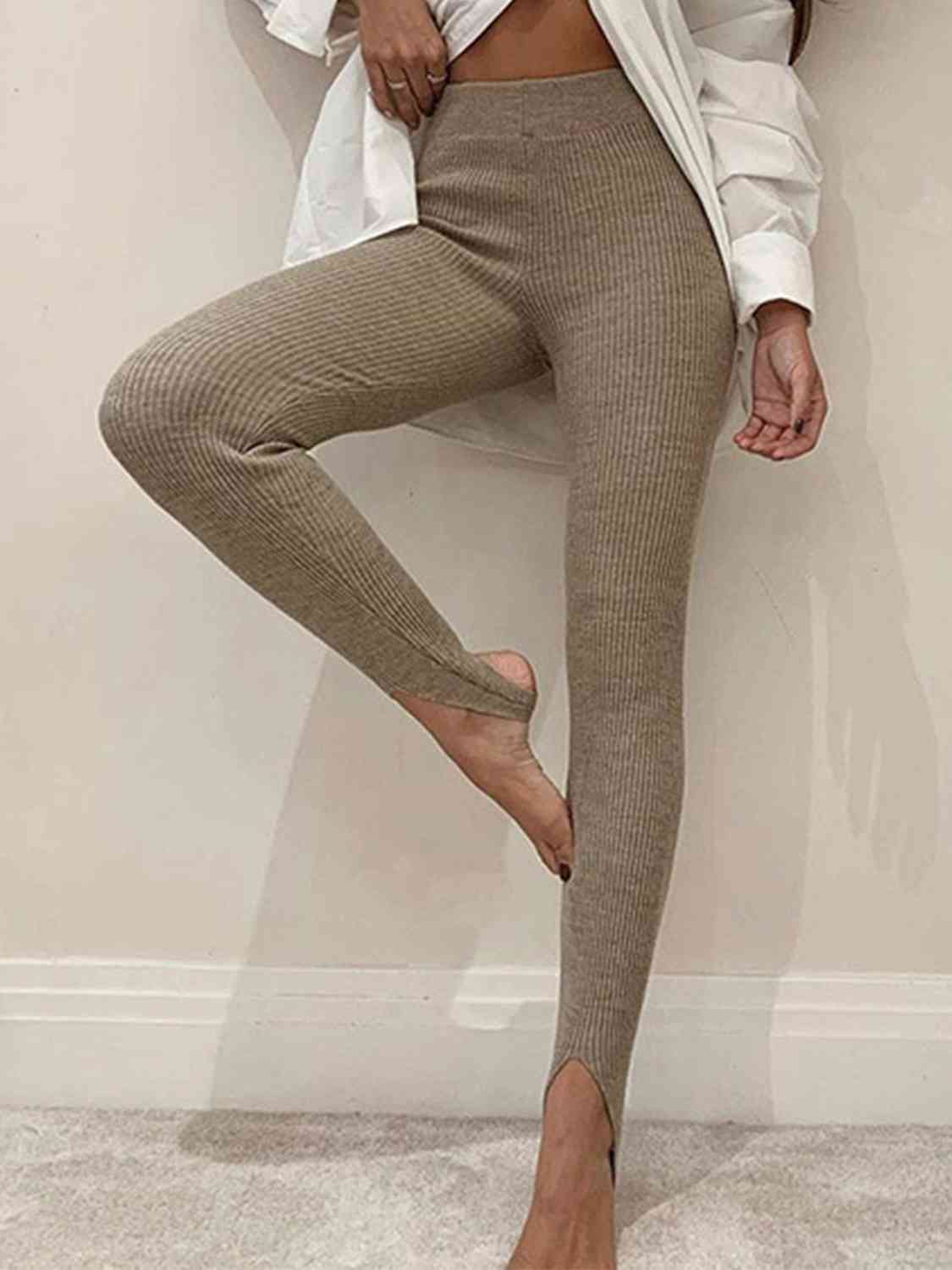 Legging côtelé taille moyenne