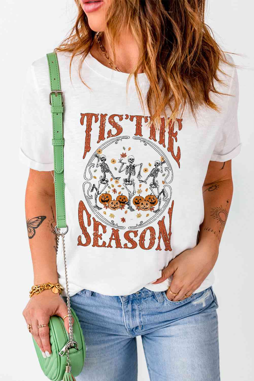 T-shirt graphique à col rond et manches courtes pour la saison d'Halloween