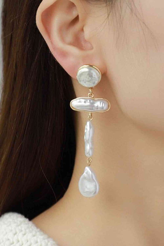 Boucles d'oreilles pendantes en alliage de zinc avec perles