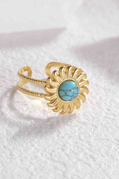 Turquoise Stainless Steel Open Ring