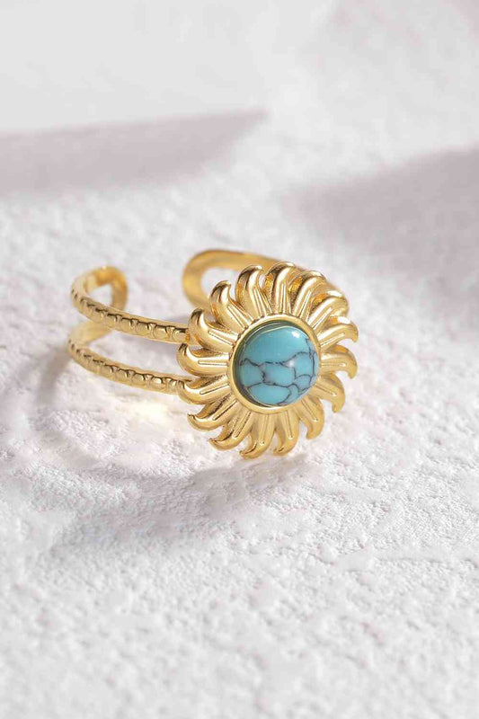 Bague ouverte en acier inoxydable turquoise