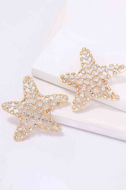 Starfish Zinc Alloy Glass Stone Dangle Earrings