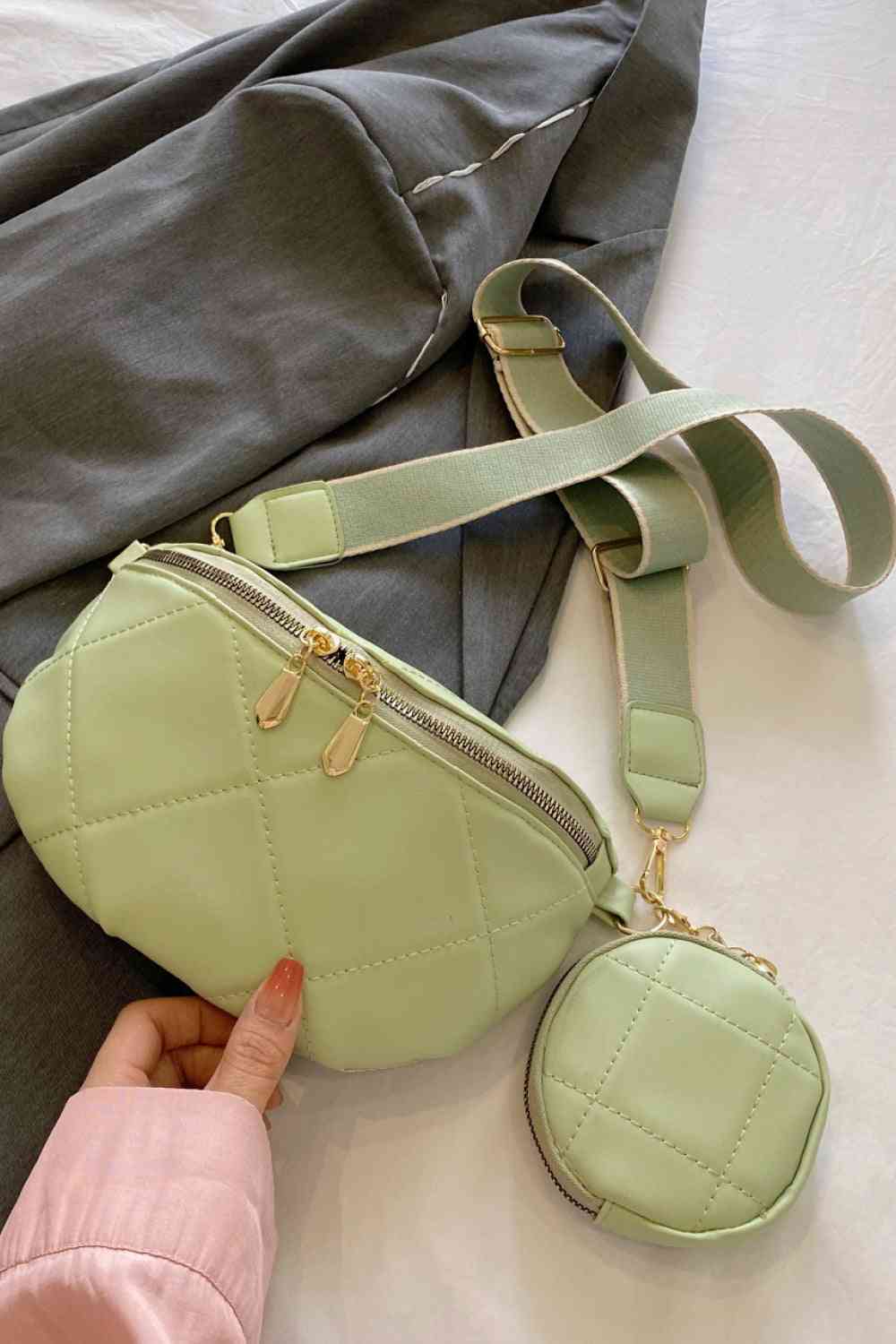 Bolso bandolera de cuero PU con bolso pequeño