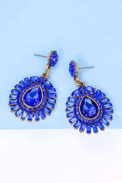 Boucles d'oreilles pendantes en pierre de verre en forme de larme