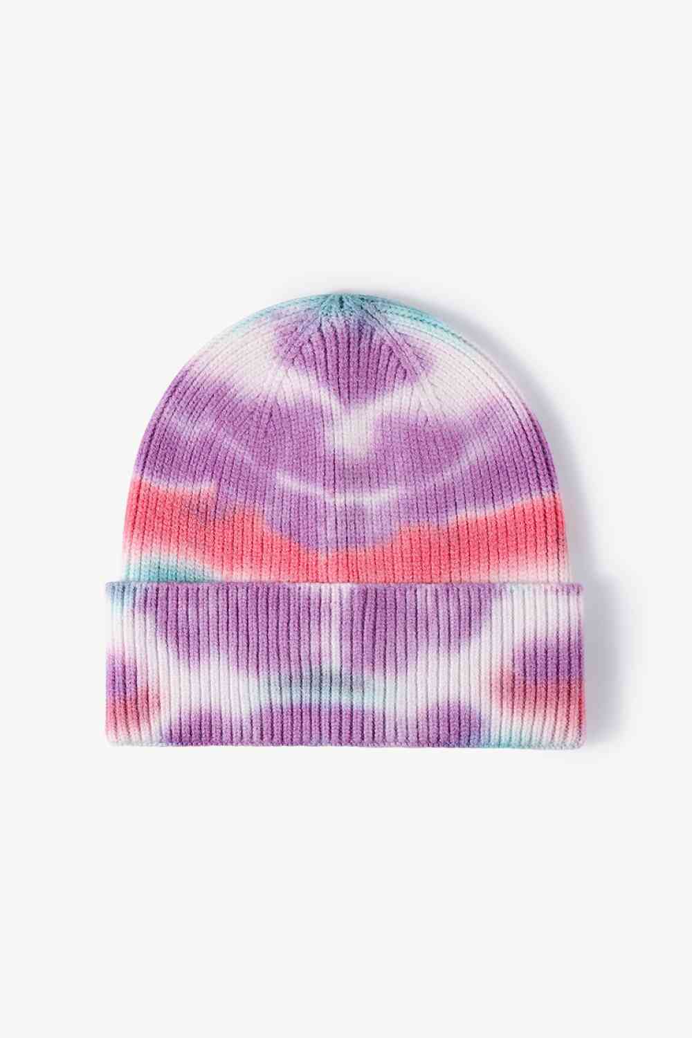 Bonnet en tricot à revers tie-dye