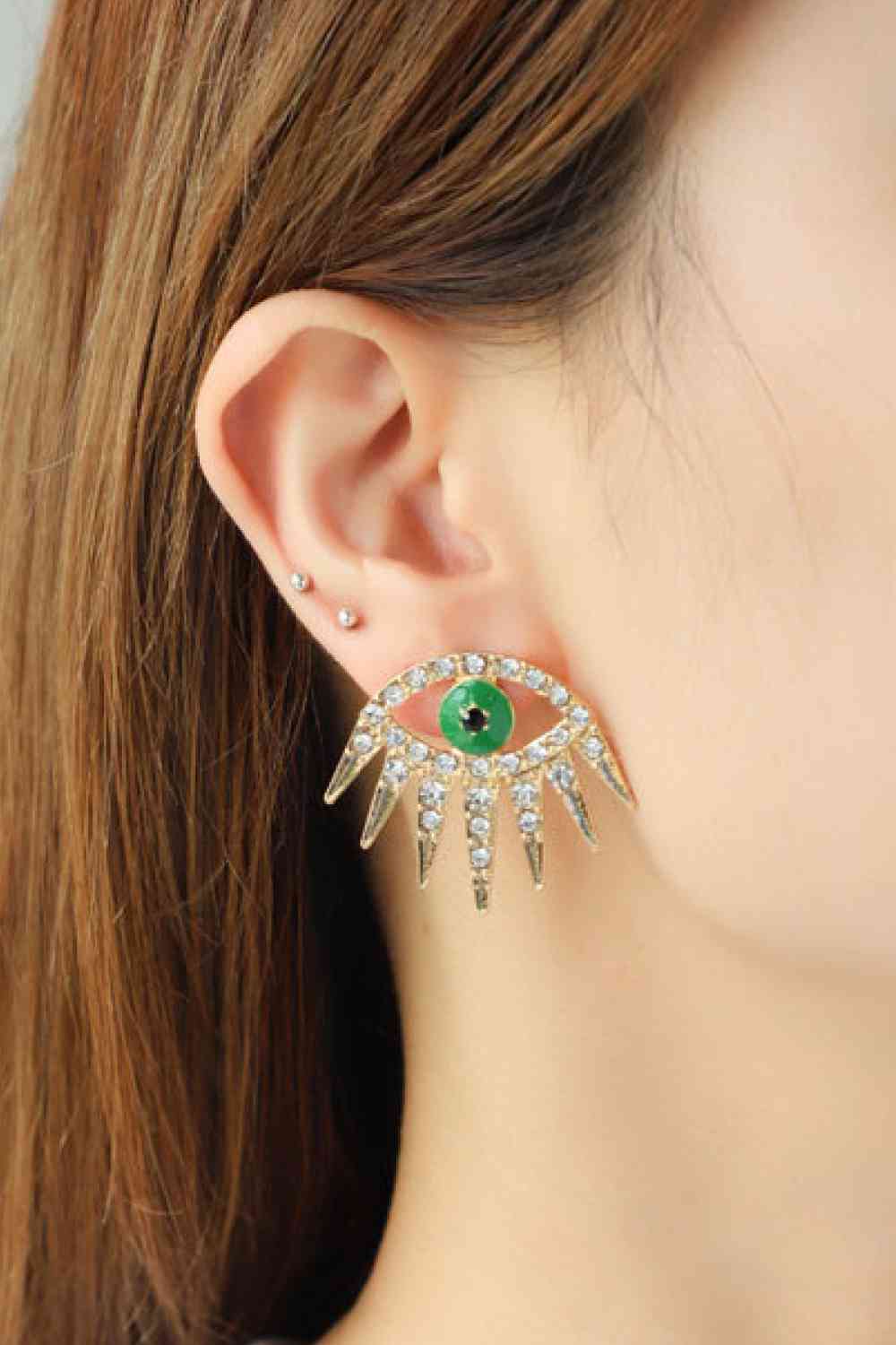 Boucles d'oreilles pendantes en strass mauvais œil