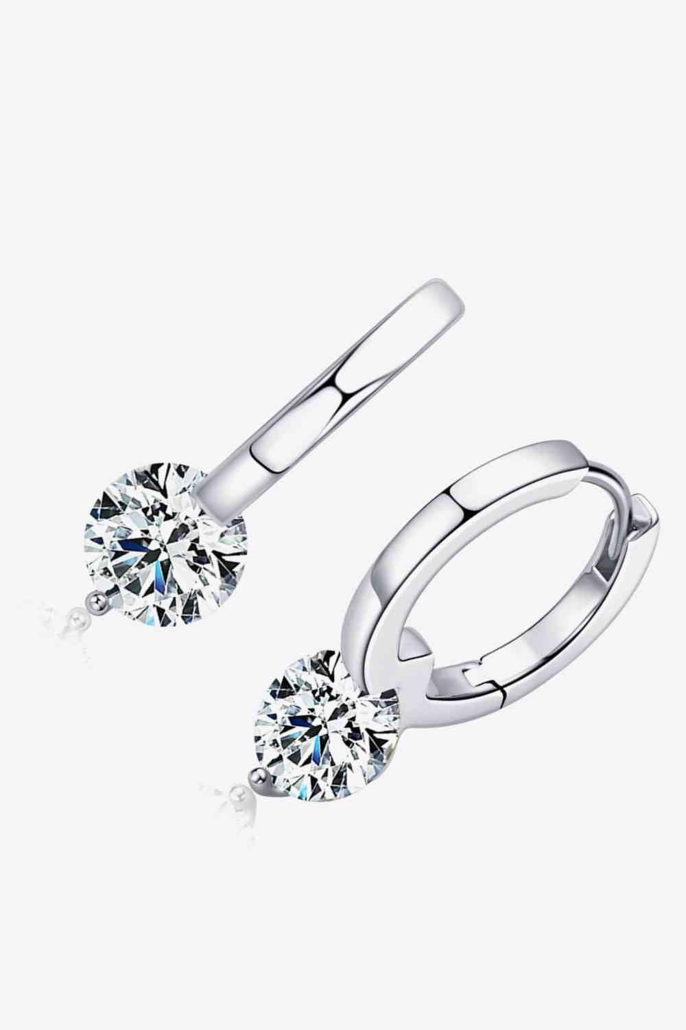 Boucles d'oreilles pendantes en argent sterling 925 moissanite 2 carats