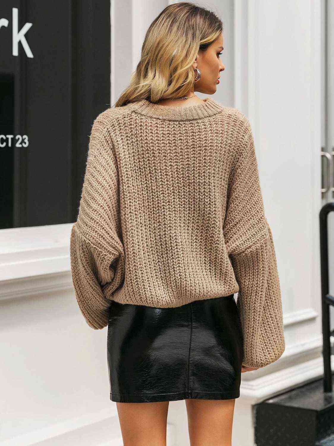 Suéter de manga larga con cuello redondo