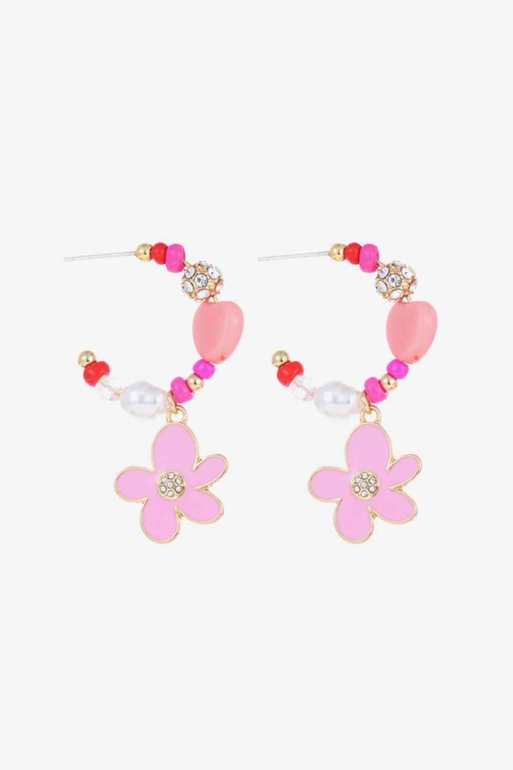 Boucles d'oreilles pendantes créoles en forme de C à fleurs