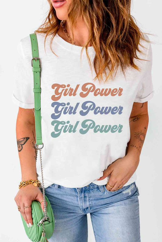 T-shirt graphique à col rond GIRL POWER