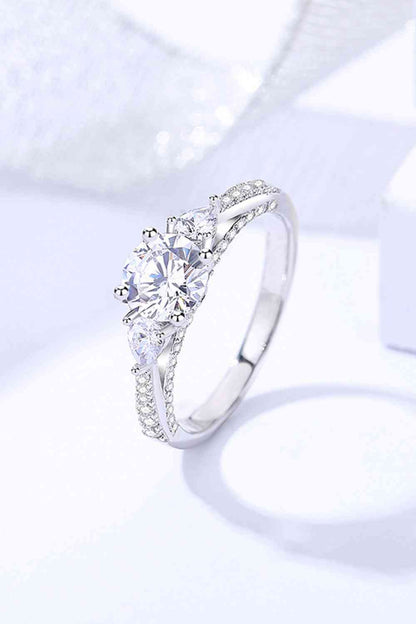 1 Carat Moissanite 4-Prong Side Stone Ring