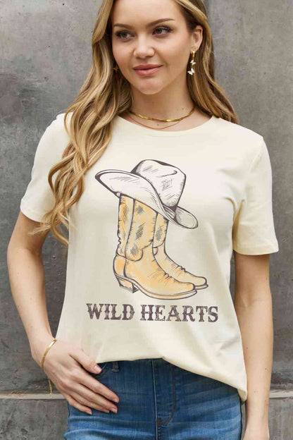 Simply Love T-shirt en coton graphique WILD HEARTS pleine taille