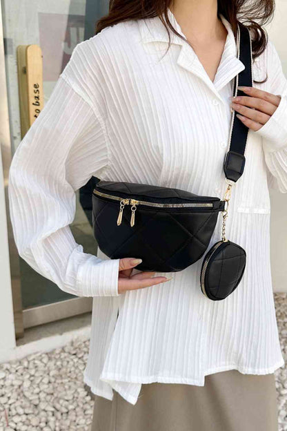 Bolso bandolera de cuero PU con bolso pequeño