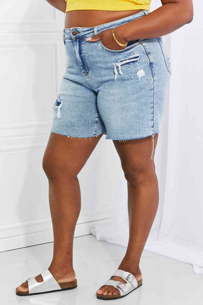 Judy Blue - Short en jean mi-long Hallie avec patch