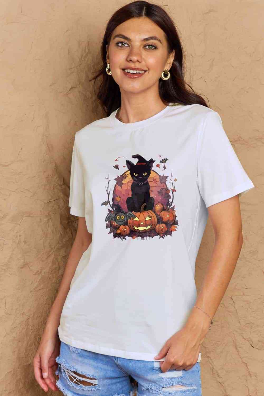 Camiseta gráfica con tema de Halloween de tamaño completo de Simply Love