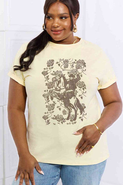 Simply Love Simply Love T-shirt en coton avec image de cowboy pleine taille