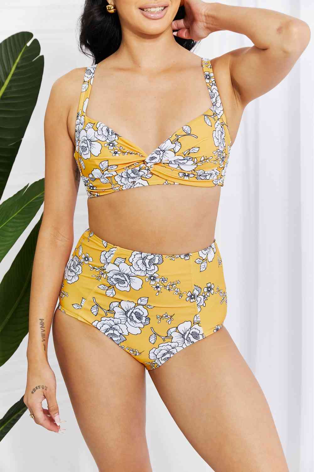 Marina West Swim Take A Dip - Bikini taille haute torsadé - Moutarde