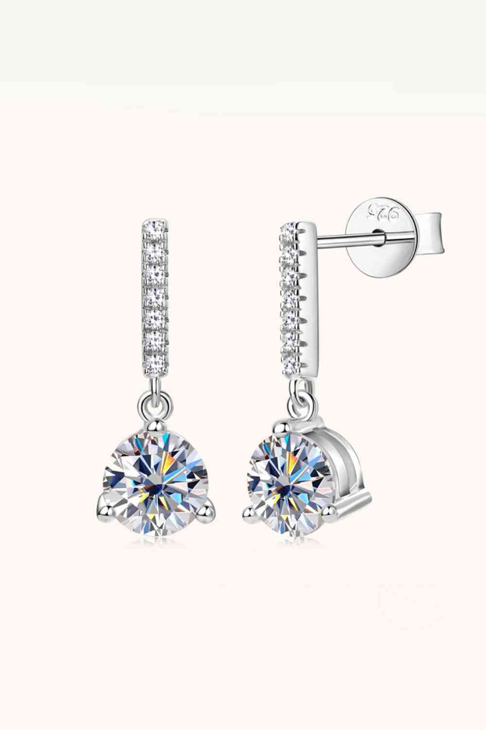 Boucles d'oreilles pendantes en argent sterling 925 moissanite 2 carats