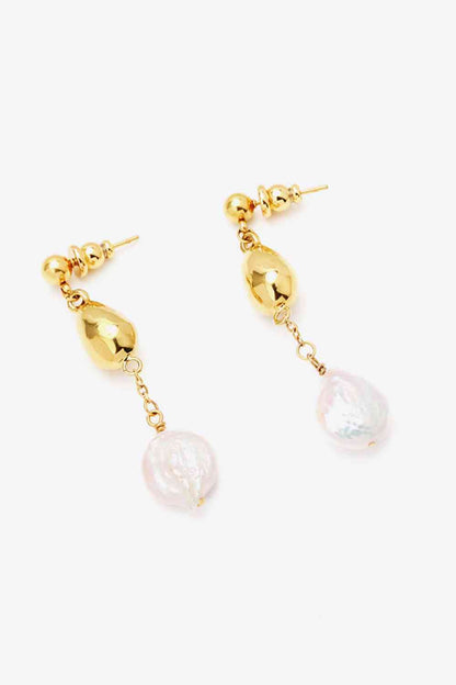 Boucles d'oreilles pendantes à perles bicolores plaquées or 18 carats