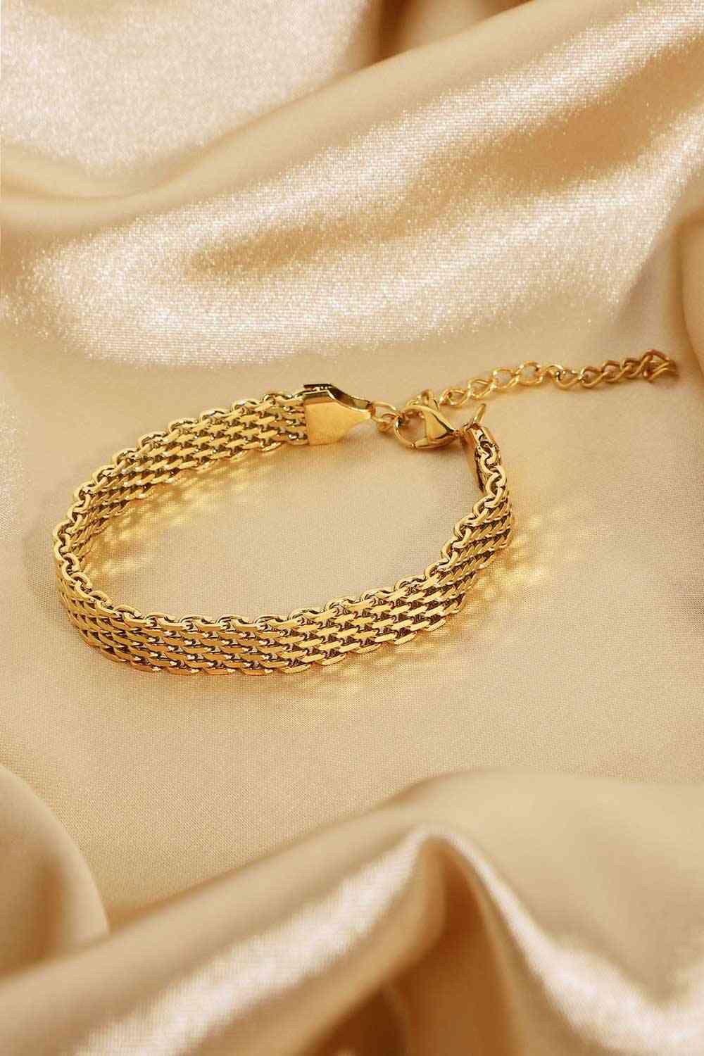 Pulsera De Cadena Ancha Bañada En Oro De 18 Quilates