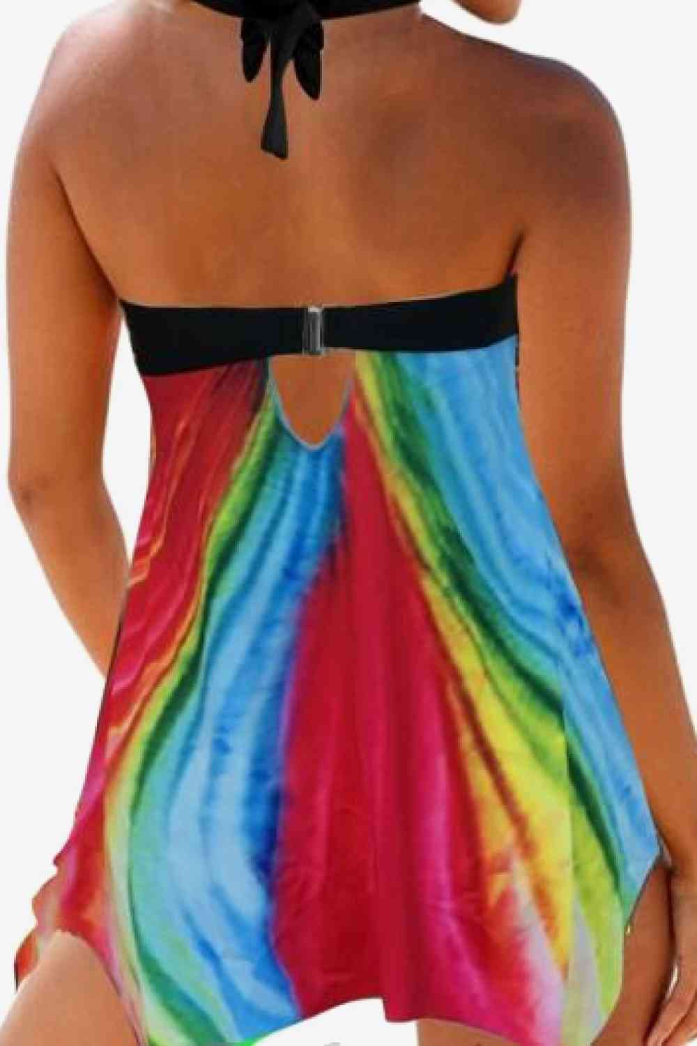 Maillot de bain deux pièces multicolore à col licou