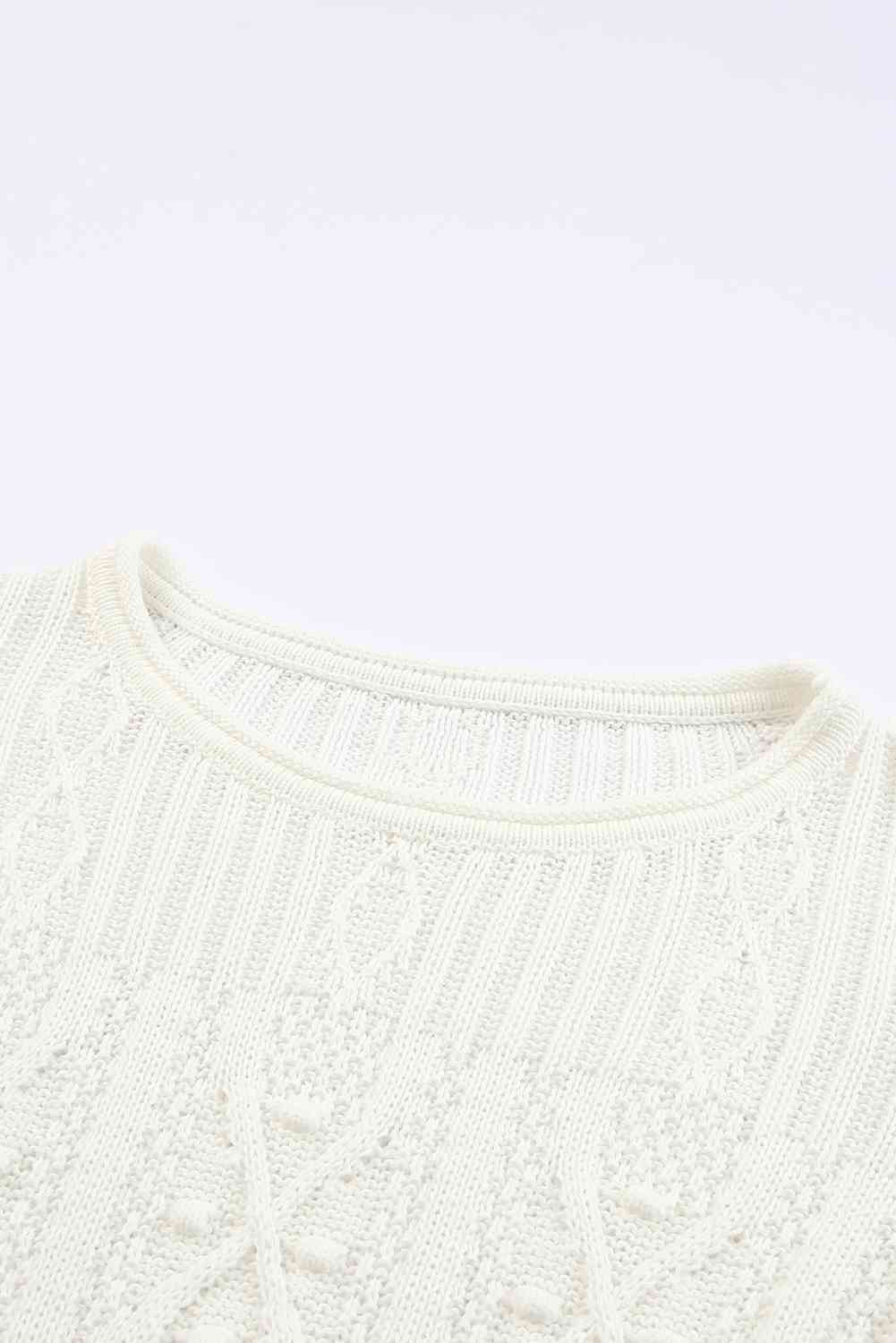 Flutter Sleeve Pompom Detail Knit Top