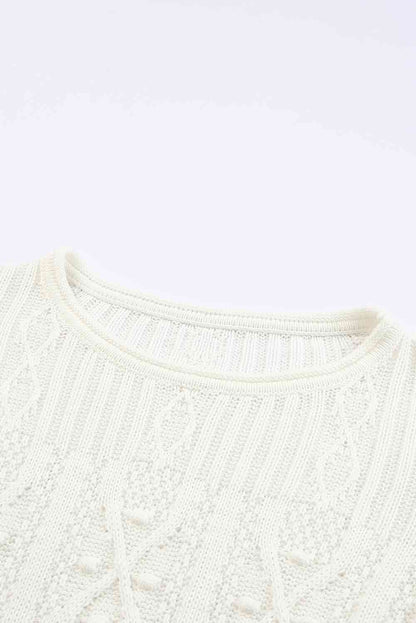 Flutter Sleeve Pompom Detail Knit Top