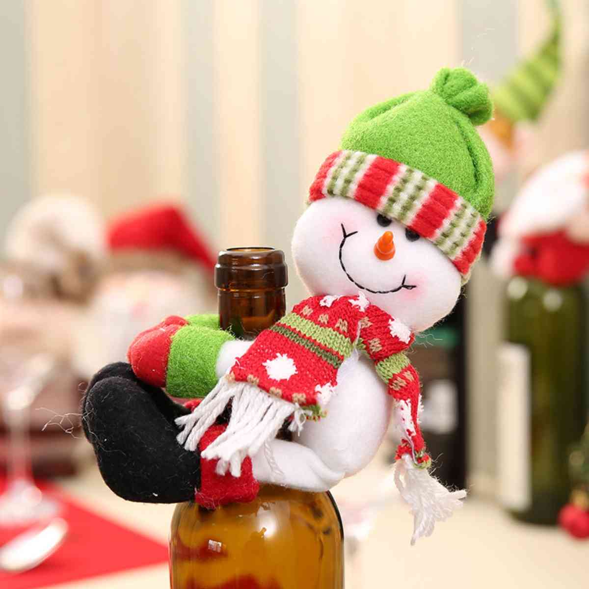 Décoration de bouteille de vin de poupée de Noël